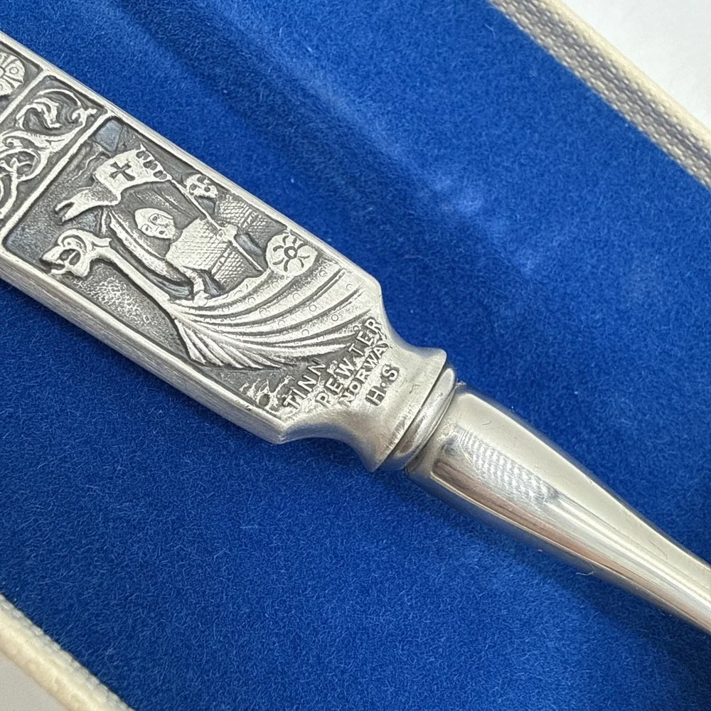 Kongetinn Hardanger Sylvplett Norwegian Pewter Cheese Slicer Stainless Steel